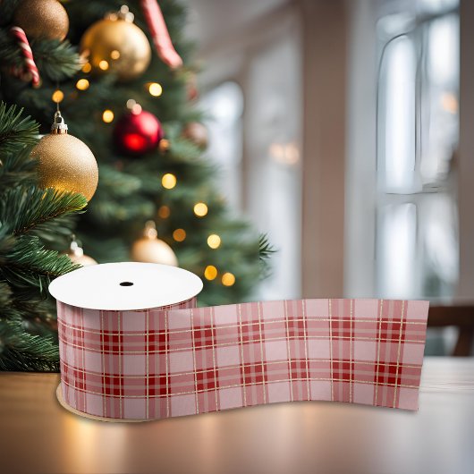 Elegant Modernes Rotes Kariert Satinband