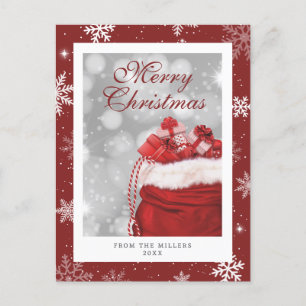 Elegant Modernes Rotes Schneeflocken Frohe Weihnac Feiertagspostkarte