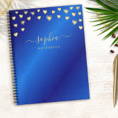 Elegant Modernes Royal Blue und Gold Mit Monogramm Notizblock