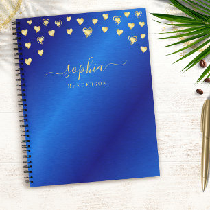 Elegant Modernes Royal Blue und Gold Mit Monogramm Notizblock