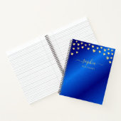 Elegant Modernes Royal Blue und Gold Mit Monogramm Notizblock (Innenseite)