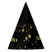Elegant Modernes Schwarz und Gold Happy Neues Jahr Partyhütchen (Rückseite)