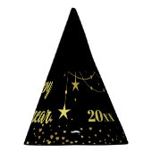 Elegant Modernes Schwarz und Gold Happy Neues Jahr Partyhütchen (Rechts)