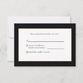 Elegant Modernes Schwarz und Gold RSVP Karte