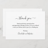 Elegant Modernes Schwarz und Weiß Dankeskarte (Vorne/Hinten)