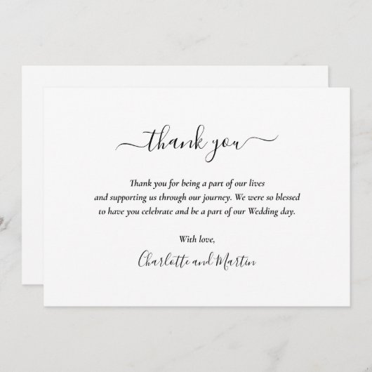 Elegant Modernes Schwarz und Weiß Dankeskarte (Vorne/Hinten)