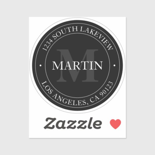 Elegant Modernes Schwarz-weiß & grau Aufkleber (Blatt)