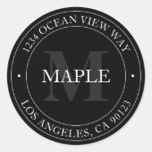 Elegant Modernes Schwarz-weiß & grau Runder Aufkleber (Vorderseite)