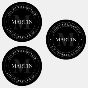 Elegant Modernes Schwarz-weiß & grau   wasserdicht Etiketten