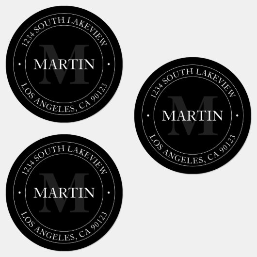 Elegant Modernes Schwarz-weiß & grau | wasserdicht Etiketten (Gruppe)