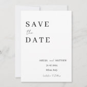 Elegant Modernes Schwarz-Weiß-Minimalistisch Save The Date (Vorderseite)