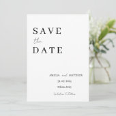 Elegant Modernes Schwarz-Weiß-Minimalistisch Save The Date (Stehend Vorderseite)