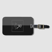 Elegant Modernes, Schwarz-weißes Mit Monogramm Gepäckanhänger (Vorderseite (Horizontal))