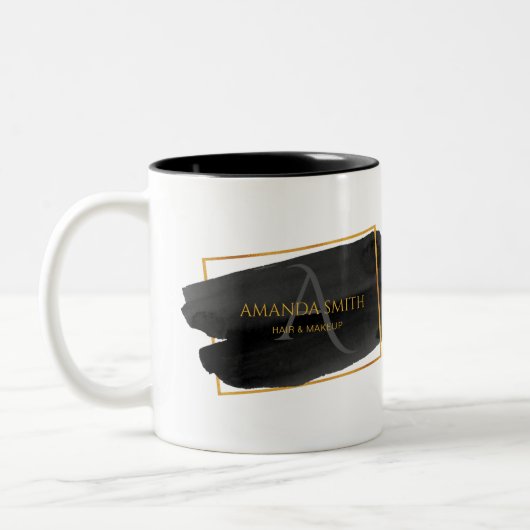 Elegant Modernes Schwarzes und Gold Zweifarbige Tasse (Links)