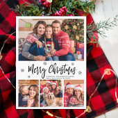 Elegant Modernes Script Collage Frohe Weihnachten Postkarte