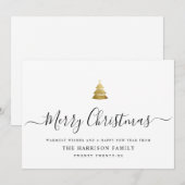 Elegant Modernes Script Gold Frohe Weihnachtsbaum  Feiertagskarte (Vorne/Hinten)