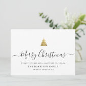 Elegant Modernes Script Gold Frohe Weihnachtsbaum  Feiertagskarte (Stehend Vorderseite)