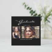 Elegant Modernes Script-Minimal | 2 FOTO ABSCHLUSS Ankündigung (Stehend Vorderseite)