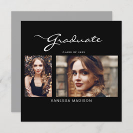 Elegant Modernes Script-Minimal | 2 FOTO ABSCHLUSS Ankündigung