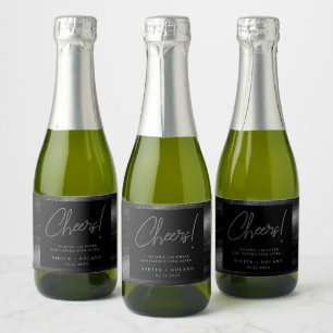 Elegant Modernes Silver Cheers Personalisiert Schaumweinetikett