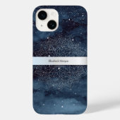 Elegant Modernes Silver Mandala Stripe Navy Blue Case-Mate iPhone Hülle (Rückseite)