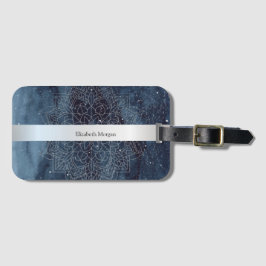 Elegant Modernes Silver Mandala Stripe Navy Blue Gepäckanhänger