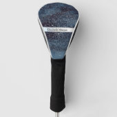 Elegant Modernes Silver Mandala Stripe Navy Blue Golf Headcover (Vorderseite)