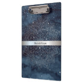 Elegant Modernes Silver Mandala Stripe Navy Blue Klemmbrett (Links)