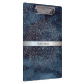 Elegant Modernes Silver Mandala Stripe Navy Blue Klemmbrett (Rechts)