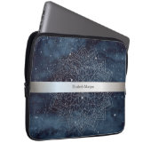 Elegant Modernes Silver Mandala Stripe Navy Blue Laptopschutzhülle (Vorne Rechts)