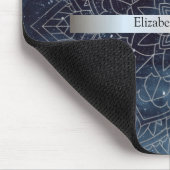 Elegant Modernes Silver Mandala Stripe Navy Blue Mousepad (Ecke)