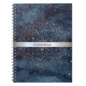 Elegant Modernes Silver Mandala Stripe Navy Blue Notizblock (Vorderseite)