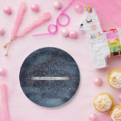 Elegant Modernes Silver Mandala Stripe Navy Blue Pappteller (Party)