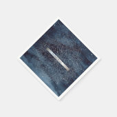 Elegant Modernes Silver Mandala Stripe Navy Blue Serviette (Ecke)