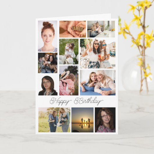 Elegant Modernes stilvolles Happy Birthday Collage Karte (Gelbe Blume)