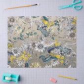 Elegant Modernes Vintages Gold Graugelbe Blüte Seidenpapier (Basteln)