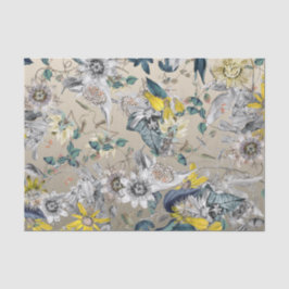 Elegant Modernes Vintages Gold Graugelbe Blüte Seidenpapier