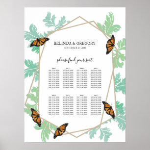Elegant Monarch Butterfly Wedding Seating Chart Poster