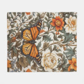 Elegant Monarch Butterfly William Morris Inspired  Fleecedecke (Vorderseite (Horizontal))
