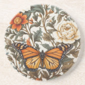 Elegant Monarch Butterfly William Morris Inspired Getränkeuntersetzer (Vorne)