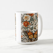 Elegant Monarch Butterfly William Morris Inspired Kaffeetasse (VorderseiteRechts)