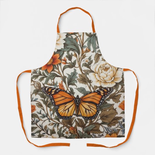 Elegant Monarch Butterfly William Morris Inspired Schürze (Vorderseite)