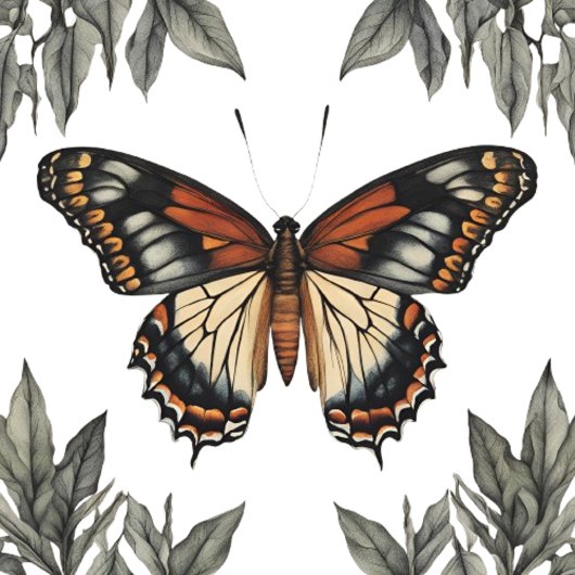 Elegant Monarch Butterfly with Grey Leaves  T-Shirt