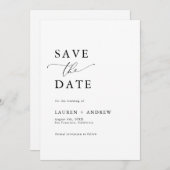 Elegant Mongram Black & White I Save the Date Einladung (Vorne/Hinten)