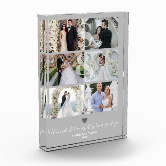 Elegant Monogram 6 Photo Collage Valentine's Gift Fotoblock (Links)