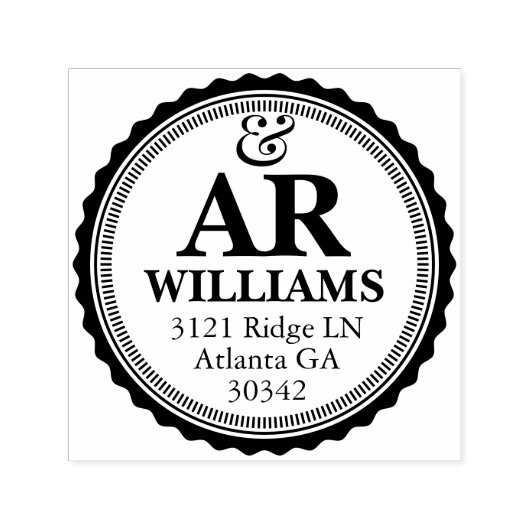 Elegant Monogram Address Rubber Stamp Permastempel (Design)