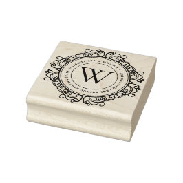 Elegant Monogram Address Wedding Gummistempel