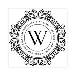 Elegant Monogram Address Wedding Gummistempel
