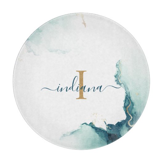 Elegant Monogram Agate Script Chic Schneidebrett (Vorderseite)