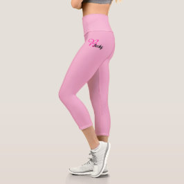 Elegant Monogram and Name on Pink Capri Leggings